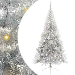 vidaXL Kunstig Forbelyst Juletr&aelig; med 300 LED'er S&oslash;lv 210 cm PET