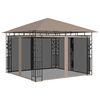 vidaXL pavillon med myggenet 3x3x2,73 m 180 g/m&sup2; gr&aring;brun