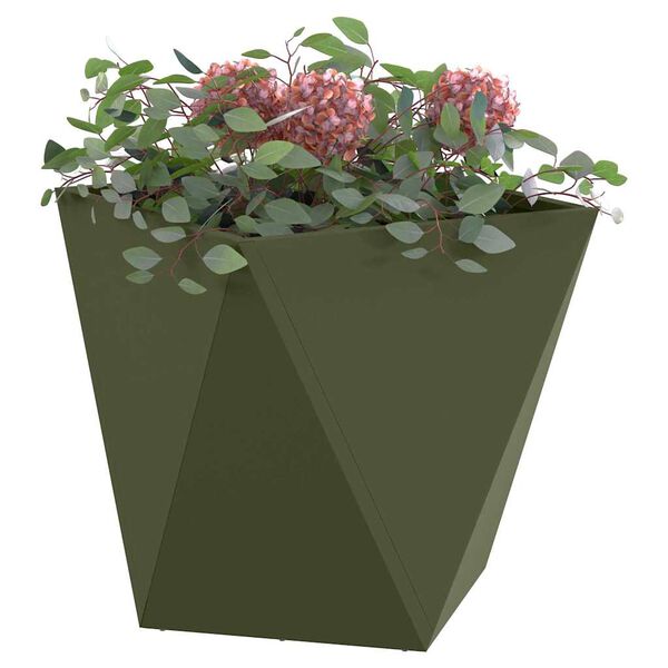 vidaXL Plantekasse 2 pcs Oliven gr&oslash;n 50 x 50 x 50 cm St&aring;l