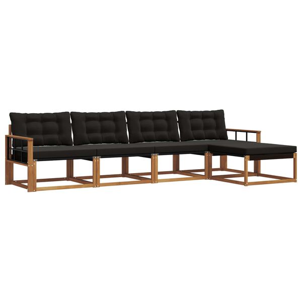 vidaXL Udend&oslash;rs sofagruppe med pude 5 pcs Naturlig og sort