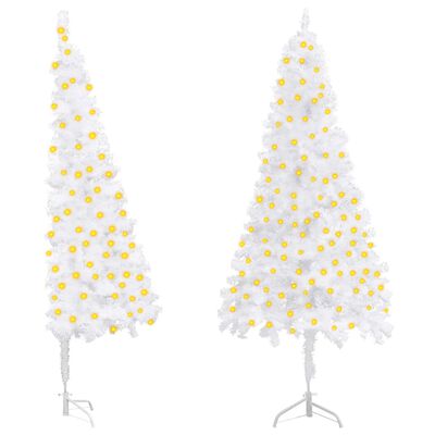 vidaXL kunstigt juletræ med lys 180 cm til hjørne PVC hvid