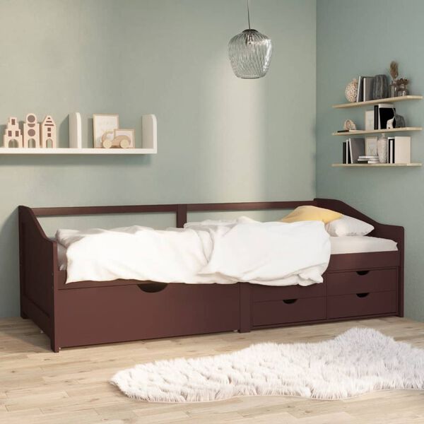 vidaXL 3-personers daybed skuffer 90x200 cm massivt fyrretr&aelig; m&oslash;rkebrun