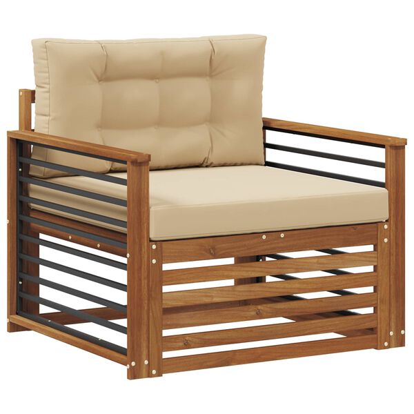 vidaXL Udend&oslash;rs sofagruppe Soli Akacietr&aelig; og polyester Naturfarvet