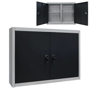 vidaXL v&aelig;gmonteret v&aelig;rkt&oslash;jsskab industriel stil metal gr&aring; og sort