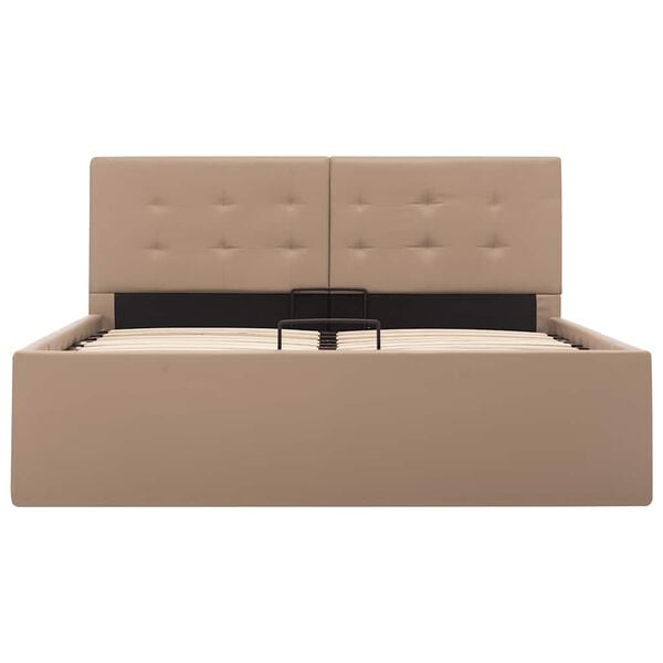 vidaXL hydraulisk opbevaringsseng 120 x 200 cm kunstl&aelig;der cappuccino