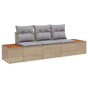 vidaXL Havesofa S&aelig;t med opbevaring 3 pcs beige og lysegr&aring; Poly rattan