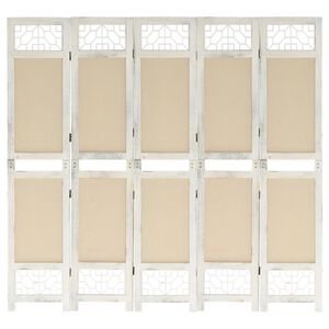 vidaXL 5-panels rumdeler 175x165 cm stof cremefarvet