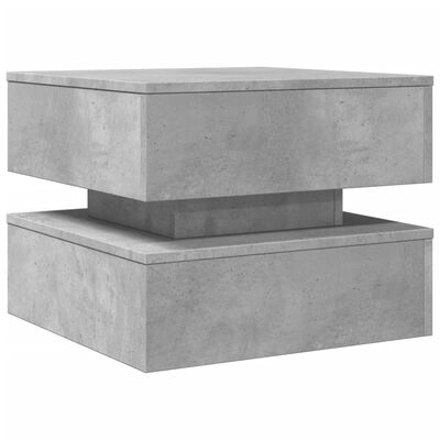 vidaXL sofabord med LED-lys 50x50x40 cm betongrå