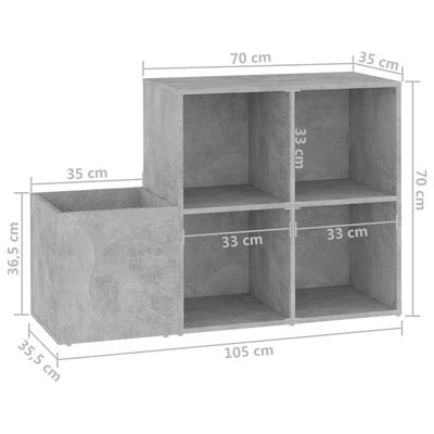 vidaXL skoskab 105x35,5x70 cm konstrueret træ betongrå