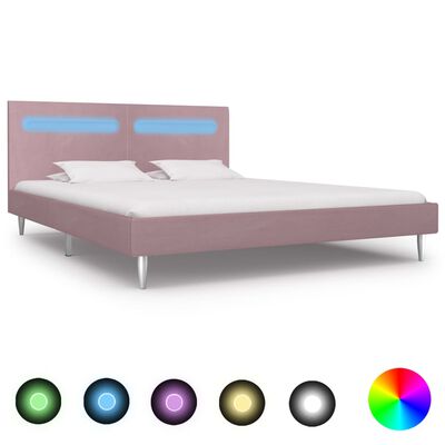 vidaXL sengestel med LED 180 x 200 cm stof pink