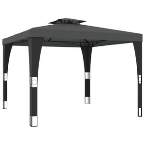 vidaXL pavillon med dobbelt tag 2,98x2,98 m st&aring;l antracitgr&aring;