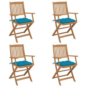 vidaXL foldbare havestole 4 stk. med hynder massivt akacietr&aelig;