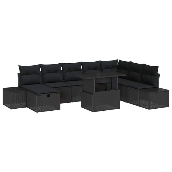 vidaXL Havesofa S&aelig;t 11 pcs Sort Poly rattan
