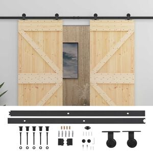vidaXL Skyded&oslash;r 2 stk. 90 x 210 cm Massivt fyrretr&aelig;