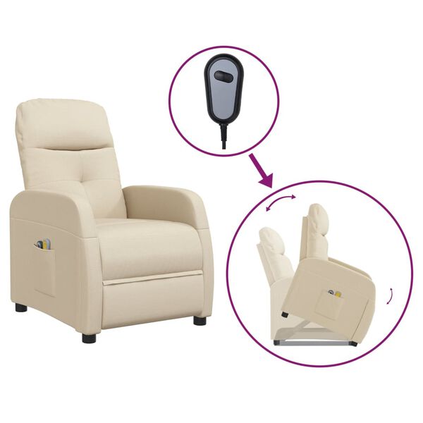 vidaXL l&oslash;ftestol med massagefunktion stof cremefarvet