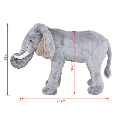 vidaXL stående tøjdyr elefant plysstof XXL grå