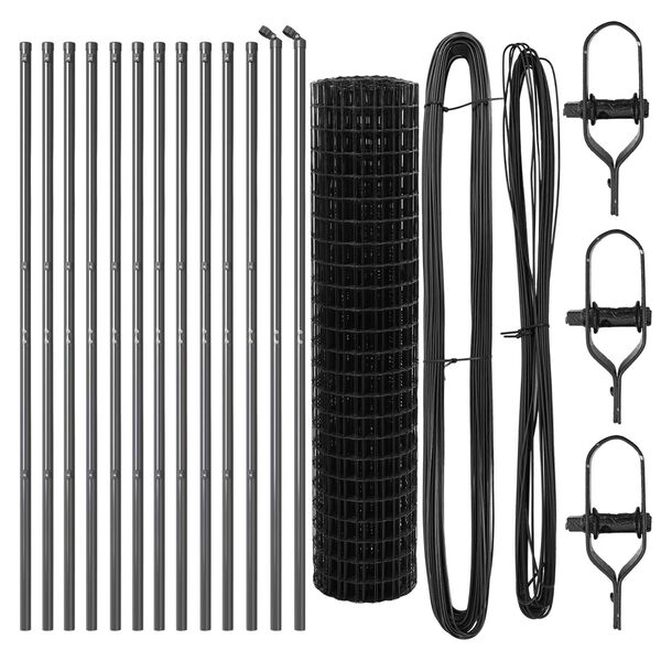 vidaXL Hegn med post Gr&aring; 1 x 25 m St&aring;l og PVC