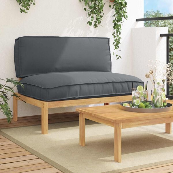 vidaXL Sofa S&aelig;t med pude Antracit 120 x 80 x 69 cm Massivt Akacietr&aelig;