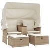 vidaXL 2-personers havesofa med baldakin og skamler polyrattan beige