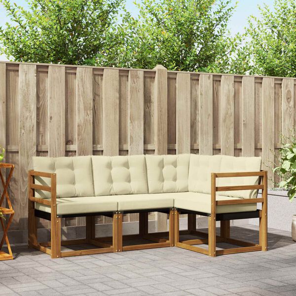 vidaXL Udend&oslash;rs sofagruppe med pude 4 pcs Naturlig og Fl&oslash;de