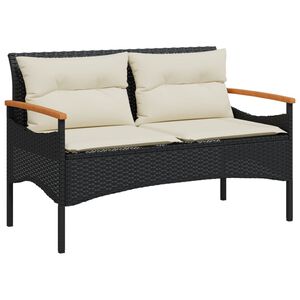 vidaXL haveb&aelig;nk med hynder 116x62,5x74 cm polyrattan sort