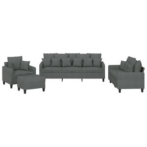 vidaXL sofas&aelig;t 4 dele med puder stof m&oslash;rkegr&aring;