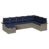vidaXL Havesofa S&aelig;t med pude 8 pcs Gr&aring; og Marinebl&aring; polyrattan