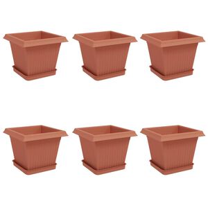 vidaXL Plantepotter 6 pcs Mursten R&oslash;d 20 x 20 x 16 cm Plastik