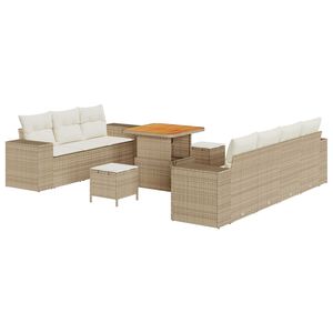 vidaXL Havesofa S&aelig;t 10 pcs Beige polyrattan