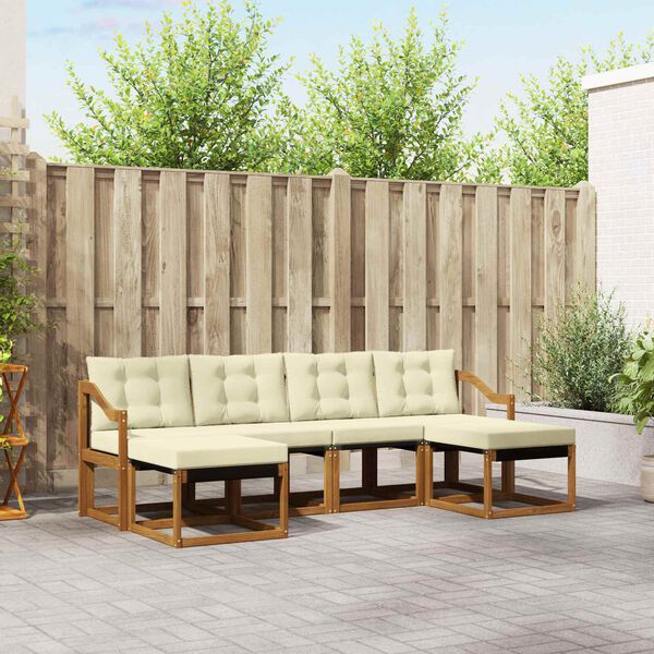 vidaXL Udend&oslash;rs sofagruppe med pude 6 pcs Naturlig og Fl&oslash;de