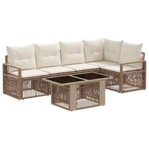 vidaXL Havesofa S&aelig;t 6 stk. Beige og cremehvid polyrattan