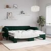 vidaXL daybed med udtr&aelig;k 90x200 cm velour m&oslash;rkegr&oslash;n