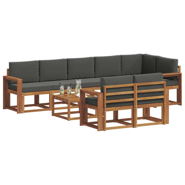 vidaXL Udend&oslash;rs sofagruppe med pude 9 pcs Naturlig og Antracit