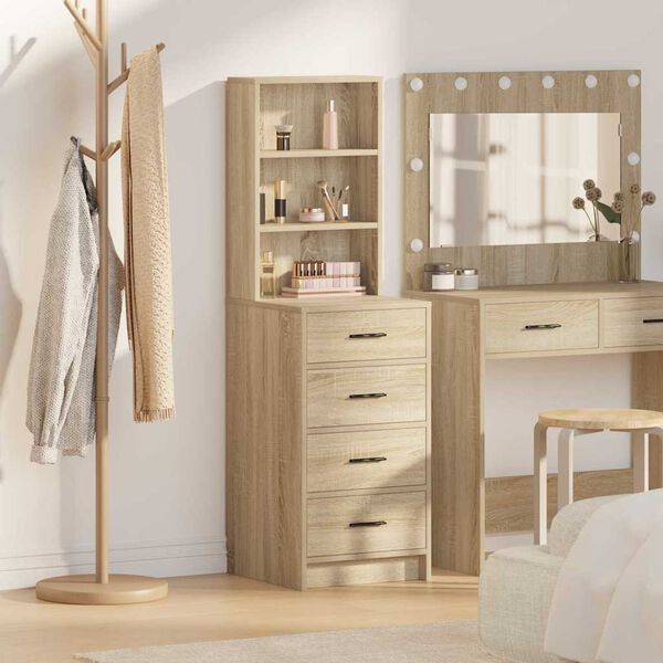vidaXL Highboard med skuffe Sonoma-eg 40 x 41 x 135 cm Konstrueret træ