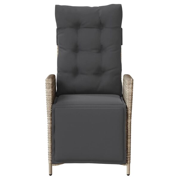 vidaXL havestol med l&aelig;nefunktion og fodst&oslash;tte polyrattan lysegr&aring;