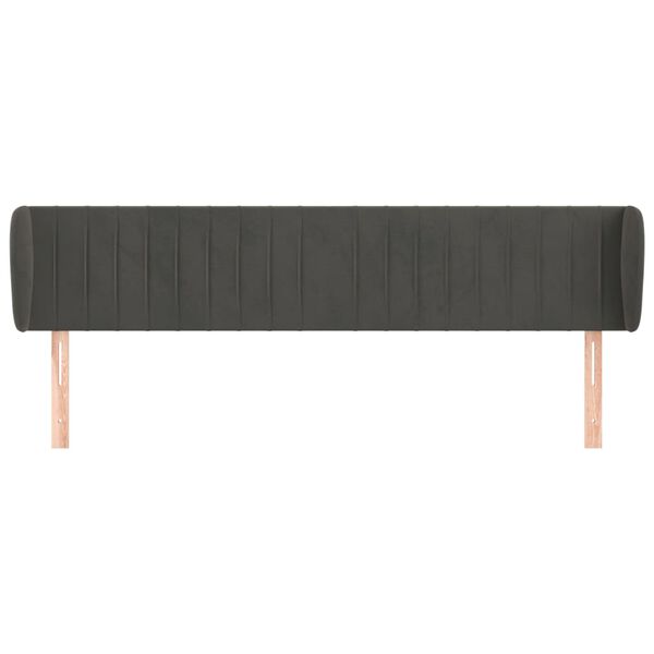 vidaXL sengegavl med kanter 183x23x78/88 cm fløjl mørkegrå