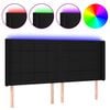 vidaXL sengegavl med LED-lys 163x16x118/128 cm stof sort