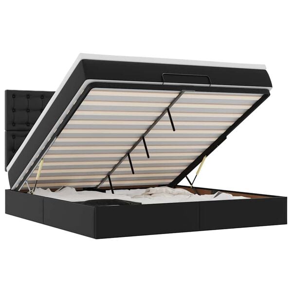 vidaXL osmannisk sengeramme med madras 180x200 cm kunstlæder sort