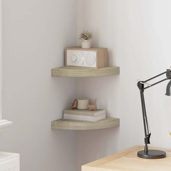 vidaXL hj&oslash;rnehylder 2 stk. 25x25x3,8 cm MDF sort