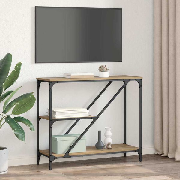 vidaXL Konsolbord Artisan Egetr&aelig; 88,5 x 30 x 75 cm Konstrueret tr&aelig;