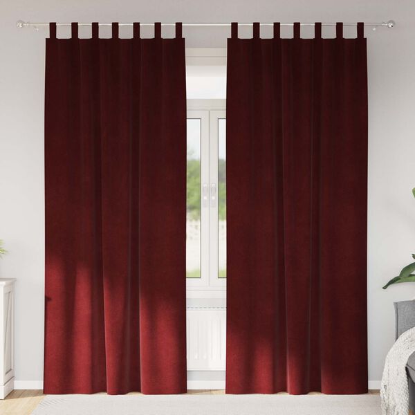 vidaXL M&oslash;rkl&aelig;gningsgardiner 2 pcs Vinr&oslash;d 140 x 225 cm Fl&oslash;jl