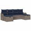 vidaXL Sofa S&aelig;t 6 stk. 6-Antal s&aelig;der Gr&aring; og Marinebl&aring; polyrattan