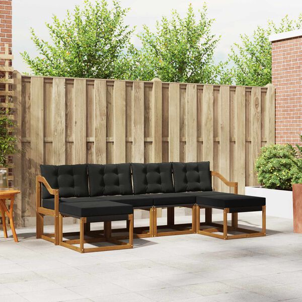 vidaXL Udend&oslash;rs sofagruppe med pude 6 pcs Naturlig og sort