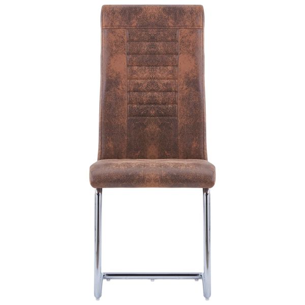 vidaXL spisebordsstole med cantilever 2 stk. imiteret ruskind brun