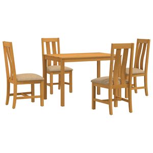 vidaXL Spisestues&aelig;t 5 stk. Beige Massivt Eg Tr&aelig;