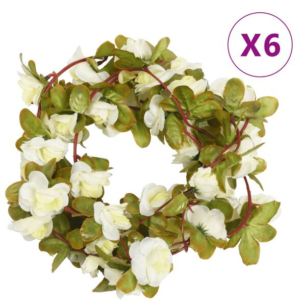 vidaXL blomsterguirlander til jul 6 stk. 250 cm hvid