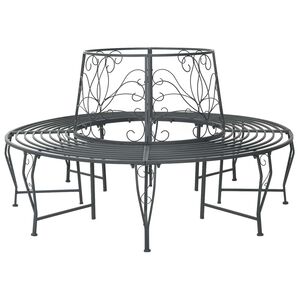 vidaXL Tr&aelig; B&aelig;nk 8 -personers &Oslash; 160 x 89 cm steel S&oslash;lvgr&aring; Rund