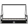 vidaXL sengeramme til juniorseng m. skuffer 90x190 cm massivt fyr sort
