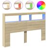 vidaXL sengegavl med opbevaring og LED-lys 160x17x102 cm sonoma-eg