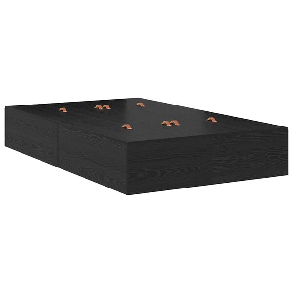vidaXL Seng med opbevaring Sort eg 120 x 200 cm Konstrueret træ